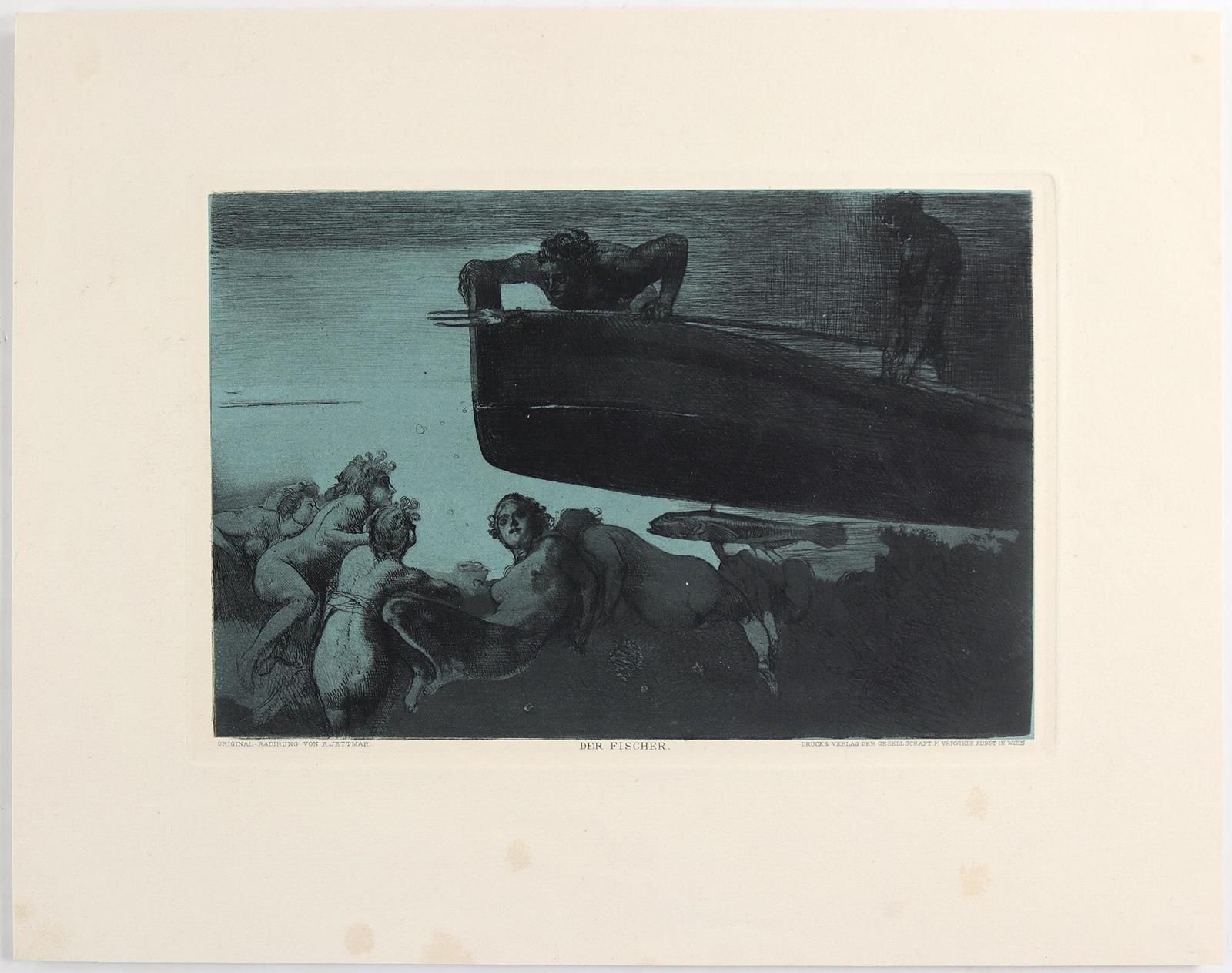 Jettmar, Rudolf (1869年波兰扎沃季-1939年维也纳)。4张水印蚀刻画 a. 1张彩色木刻画 1897-1902. 2张带有遗产印章。 绿色&hellip;