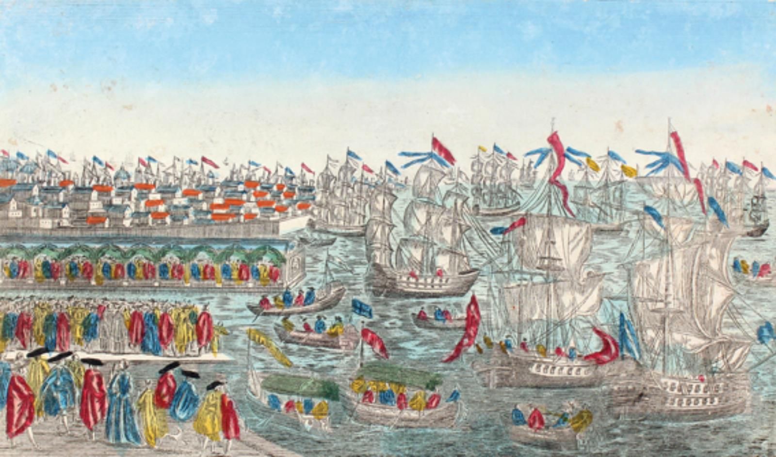Guckkastenkupfer. Cartagne. Vista del Embarcamiento. Alrededor de 1760. Aproxima&hellip;