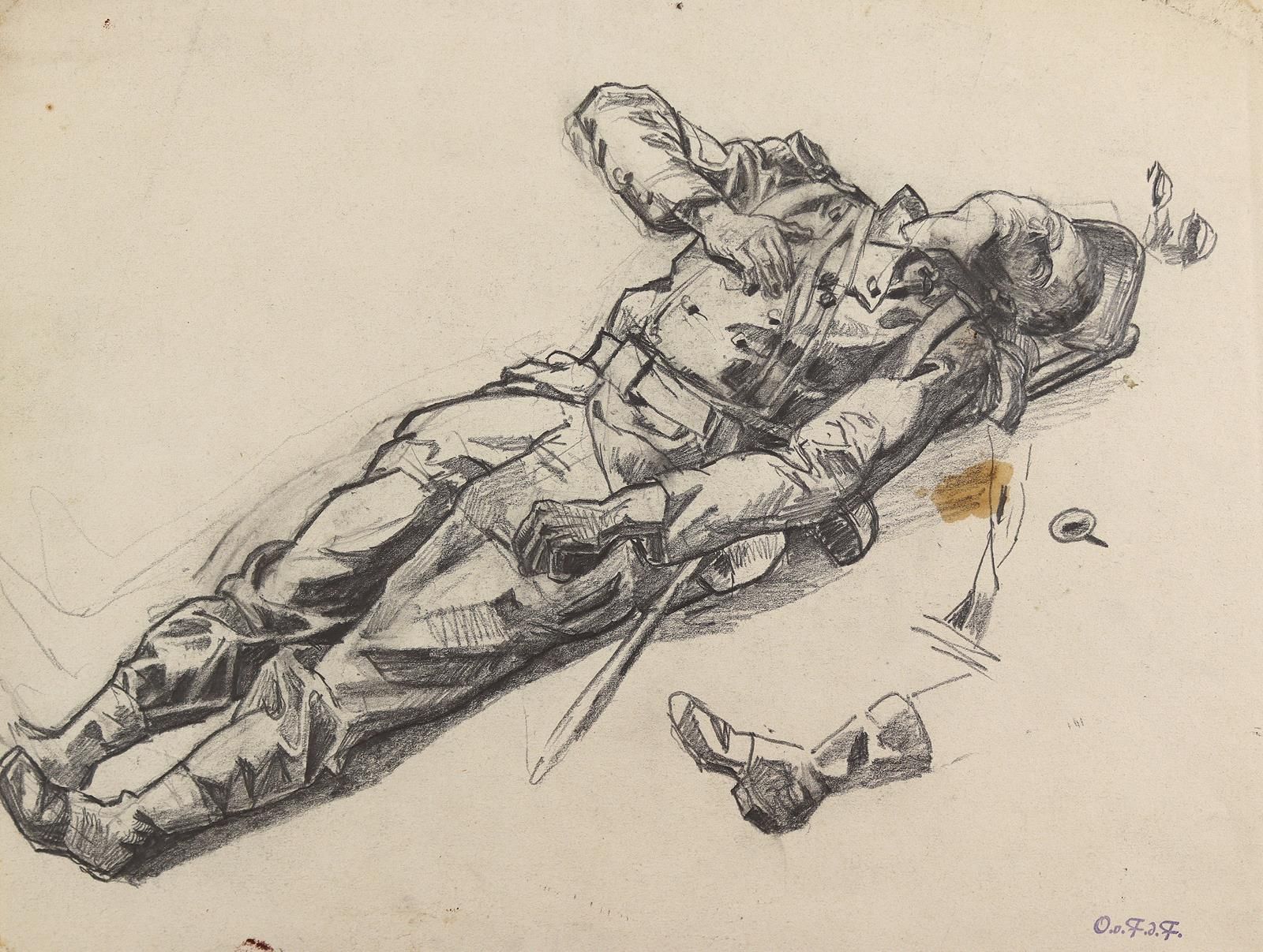 Faber du Faur, Otto von (1828年路德维希堡-1901年慕尼黑)。2张描写士兵的学习单。铅笔画。Gr.8° a. Qu.4°。背面有一&hellip;