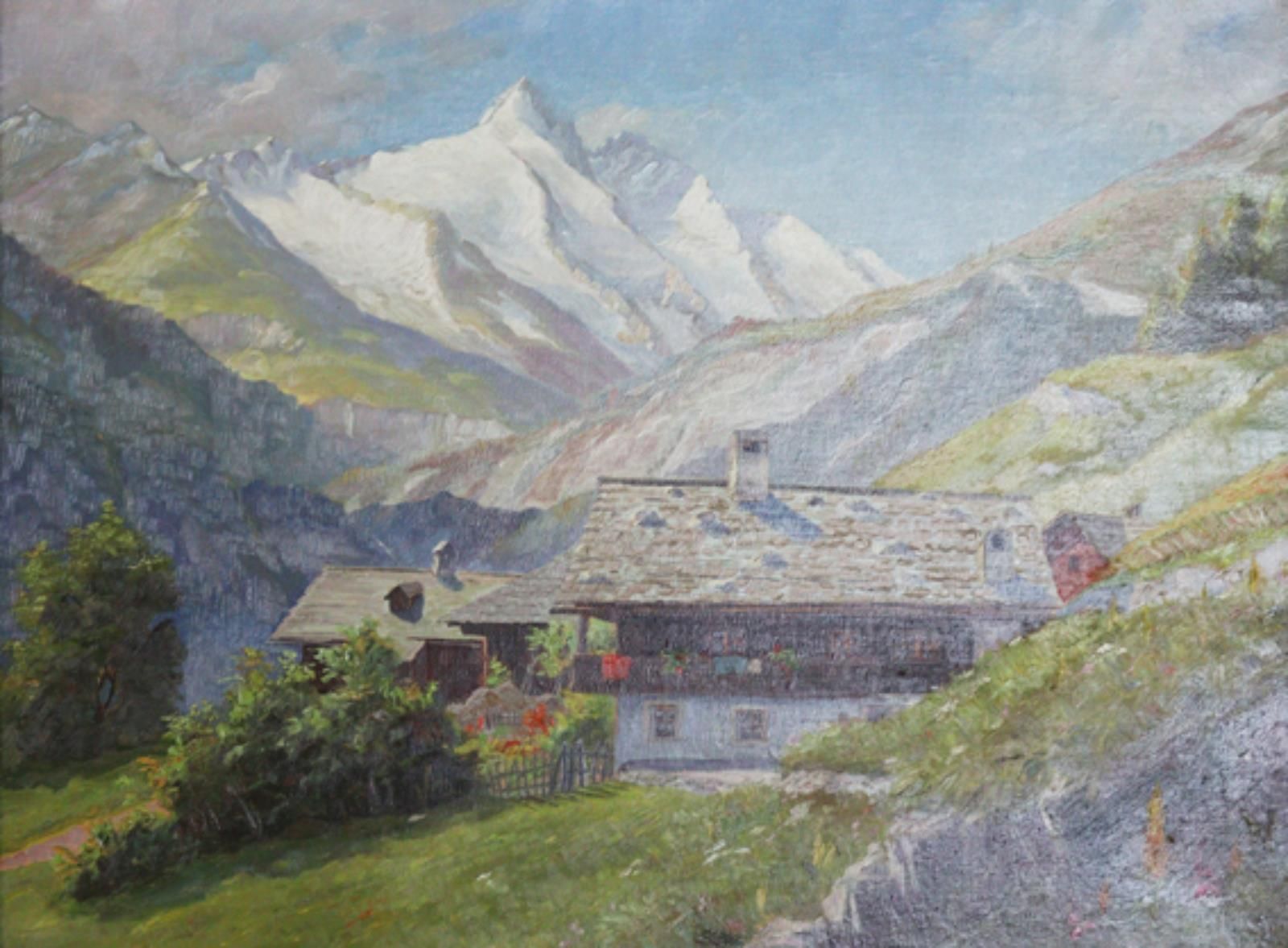 Konvolut 的7个村落景观和一个山景。油彩和混合媒体在画布上的应用，20世纪初，在42 x 59 a. 93 x 68 cm之间。大部分是有框架的。1张，&hellip;
