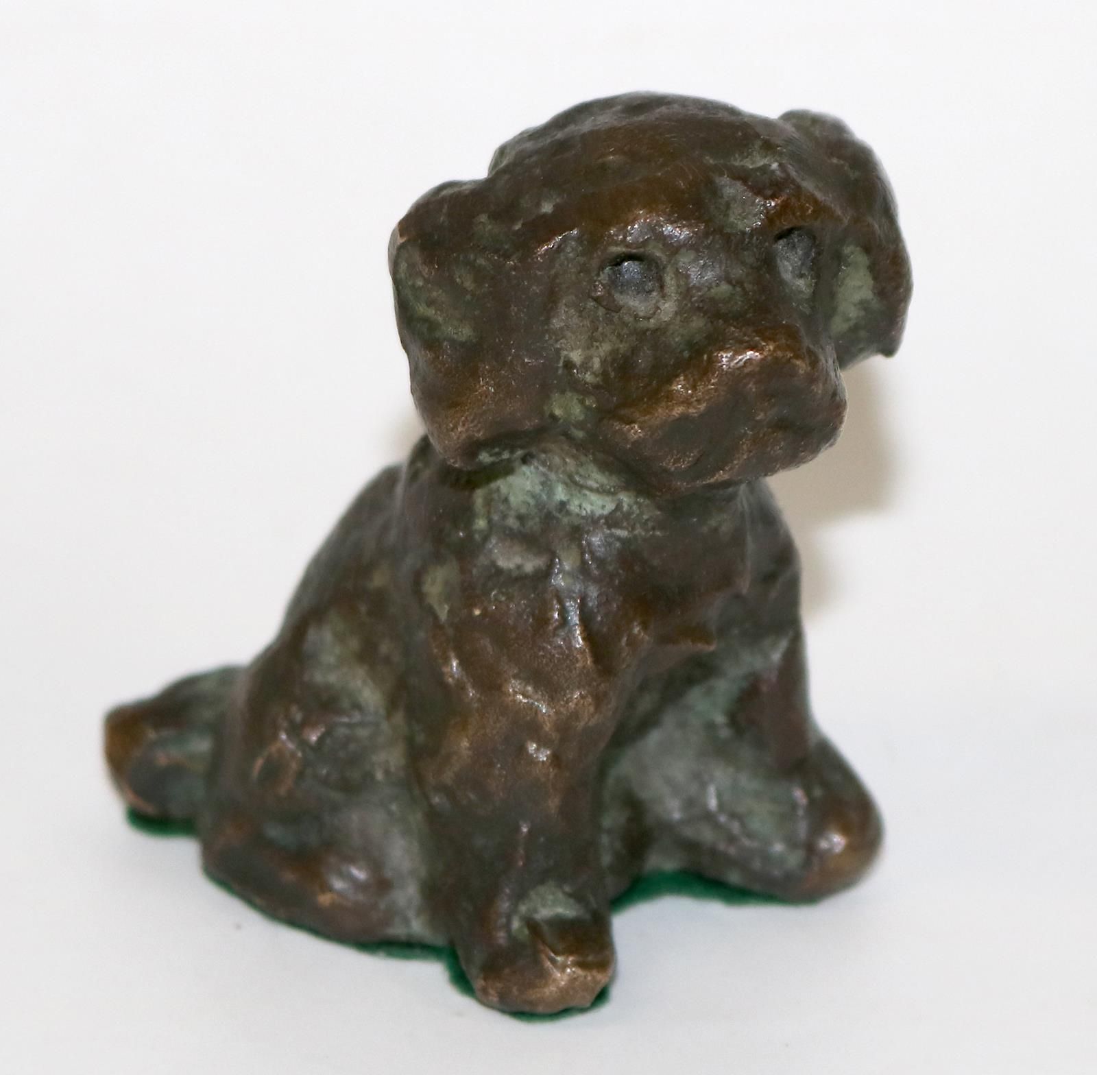 Gerdes, Hans (1906 Stuttgart - Cologne 1979). Dog puppy. Small bronze figure wit&hellip;