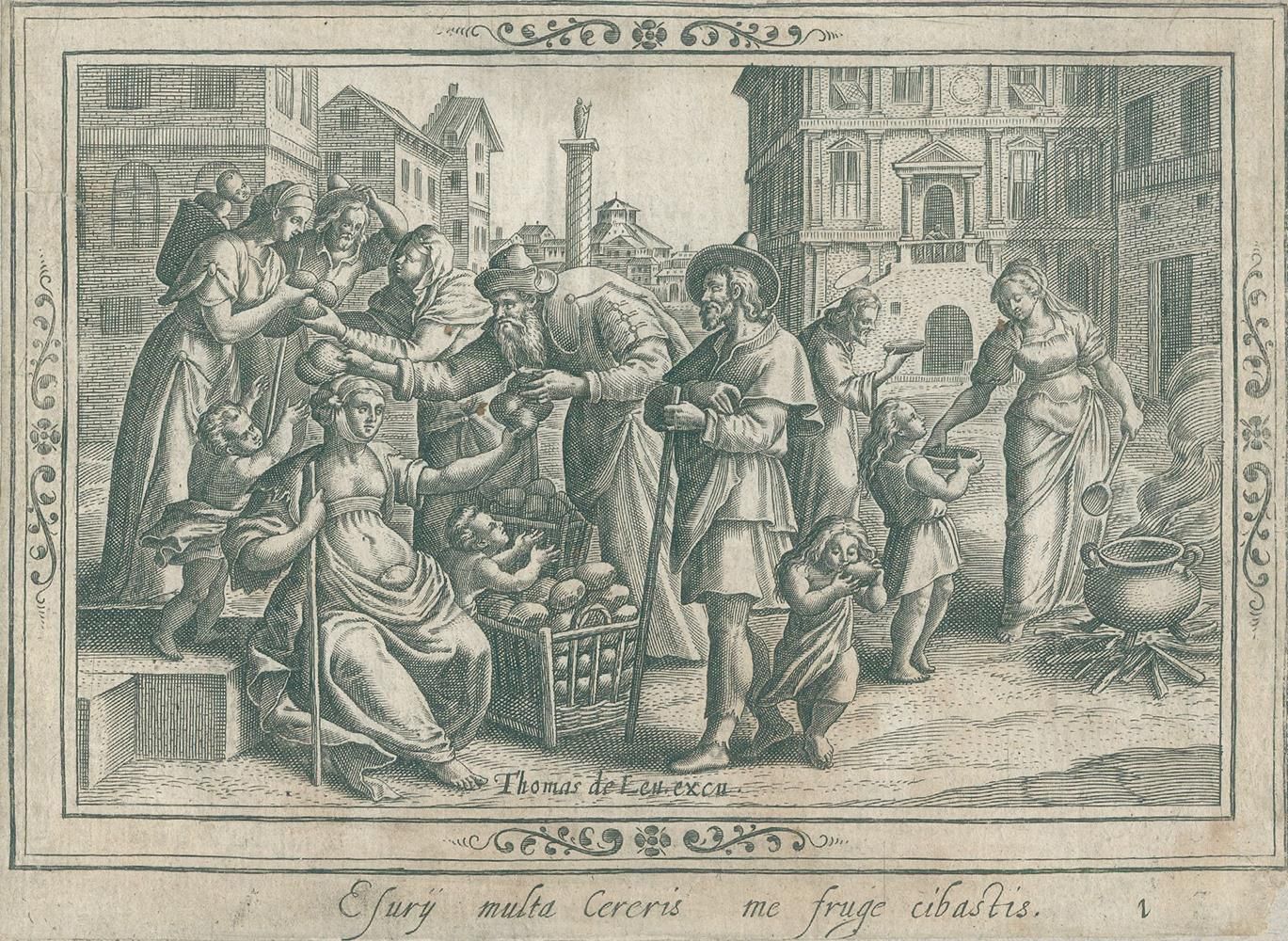 Leu,T.De. (约1560-约1612)。Misericordia的作品。有7幅编号的铜版画，安装在纸板上并装订。 12 x 16,5 cm。Pbd. 1&hellip;