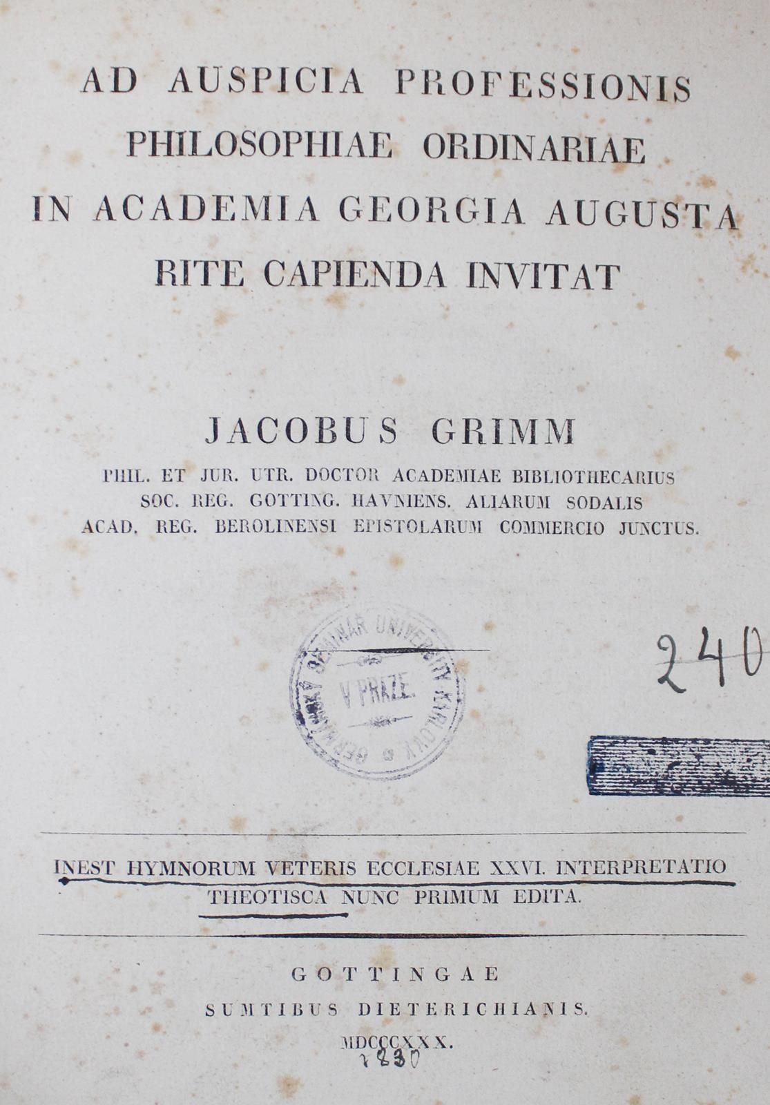 Grimm,J. Ad auspicia professionis philosophiae ordinariae in Academia Georgia Au&hellip;