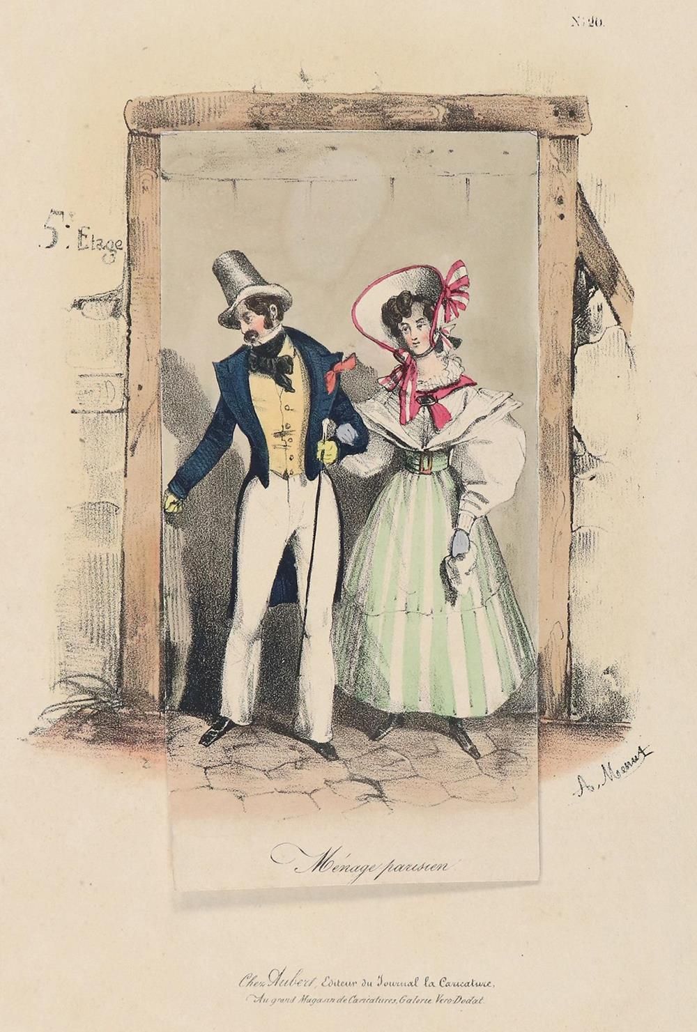 Menut Alophe, Marie-Alexandre (1812-1883). Caricature à rabat "Ménage parisien".&hellip;