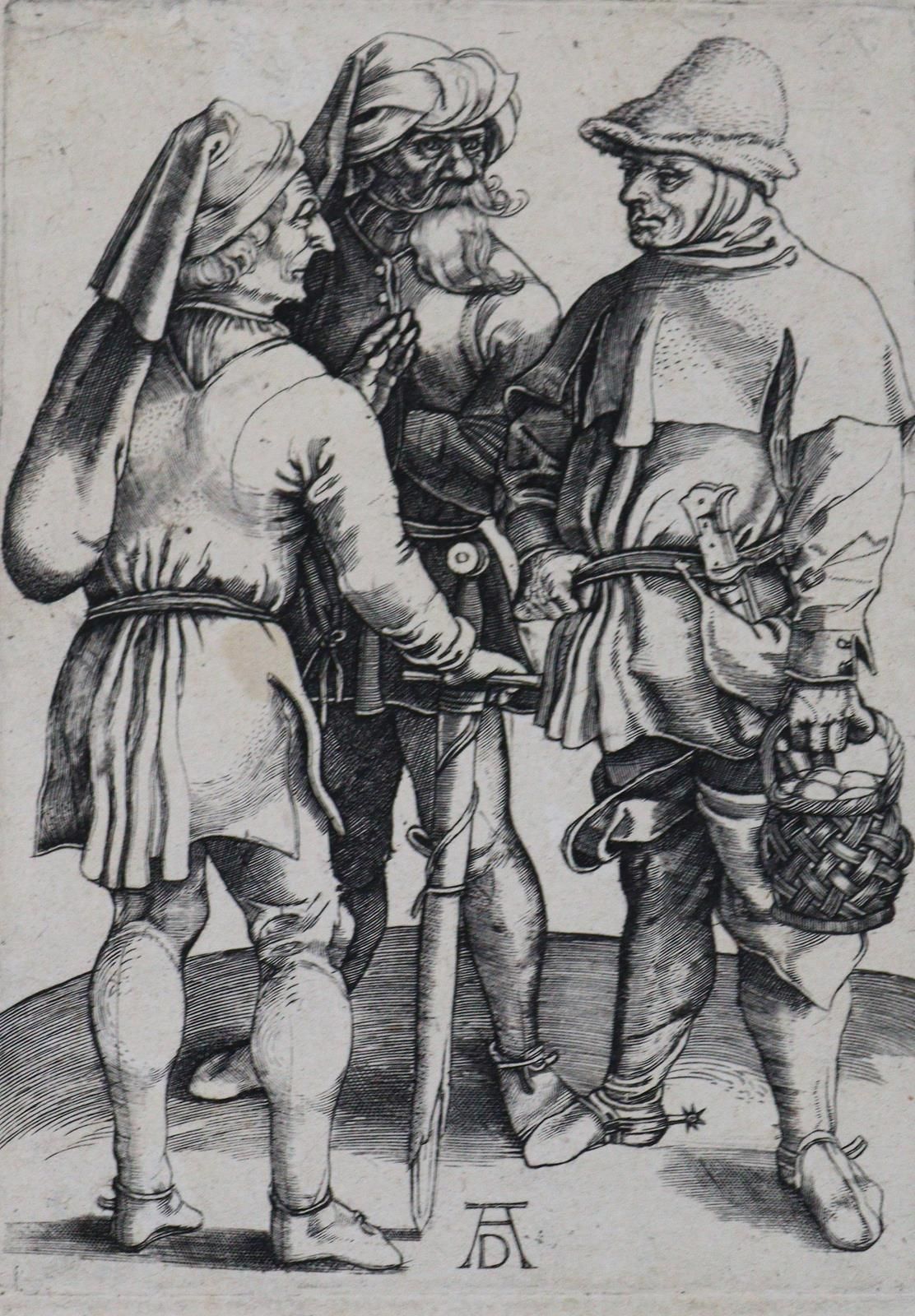 Dürer, Albrecht (1471 Nürnberg 1528) Kopie. Drei Bauern im Gespräch. Kupferstich&hellip;