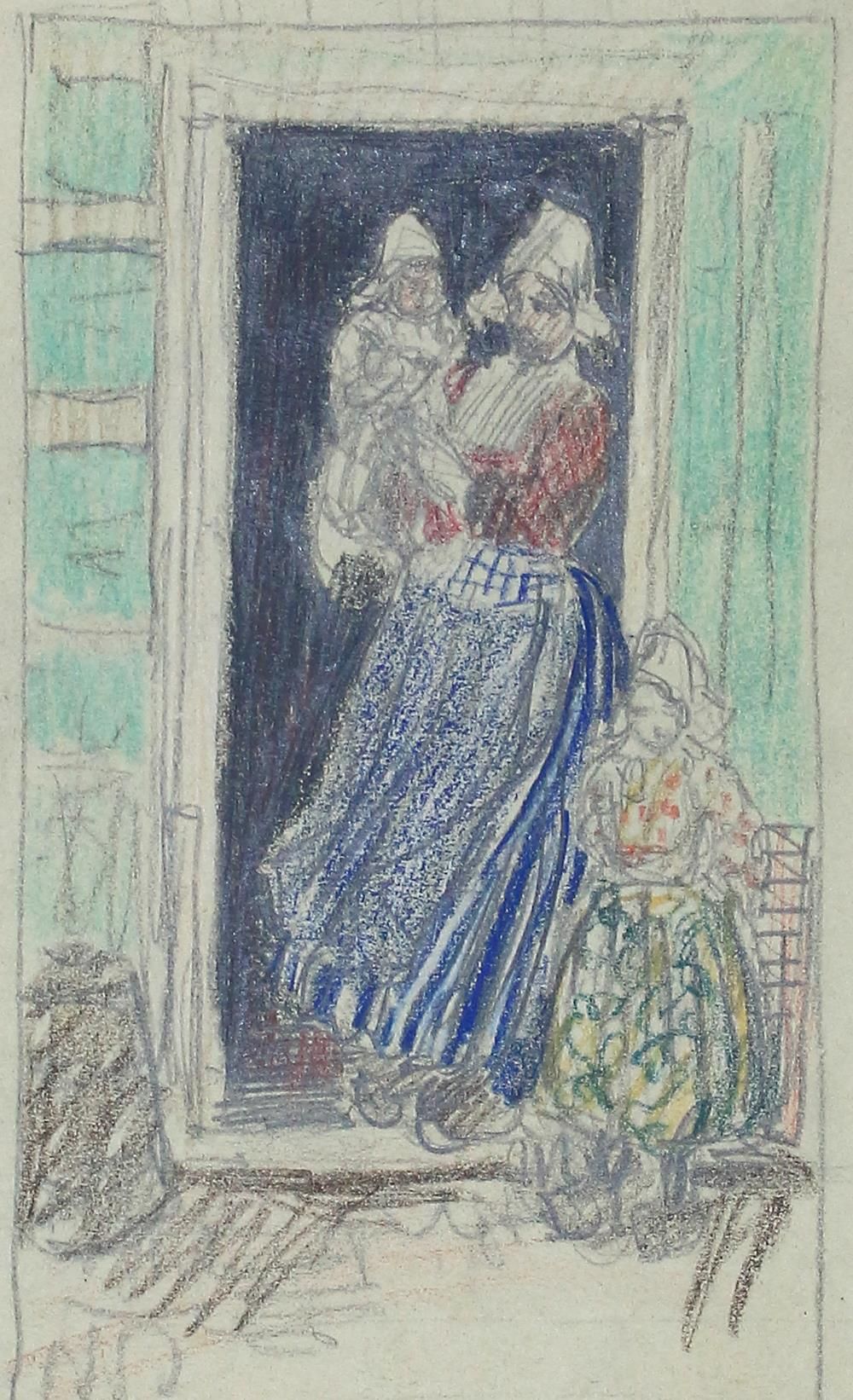 Simon, Tavik Frantisek (1877 Zeleznice - Prague 1942)，归属于一个有两个孩子的荷兰女人。铅笔和彩色铅笔在水手&hellip;