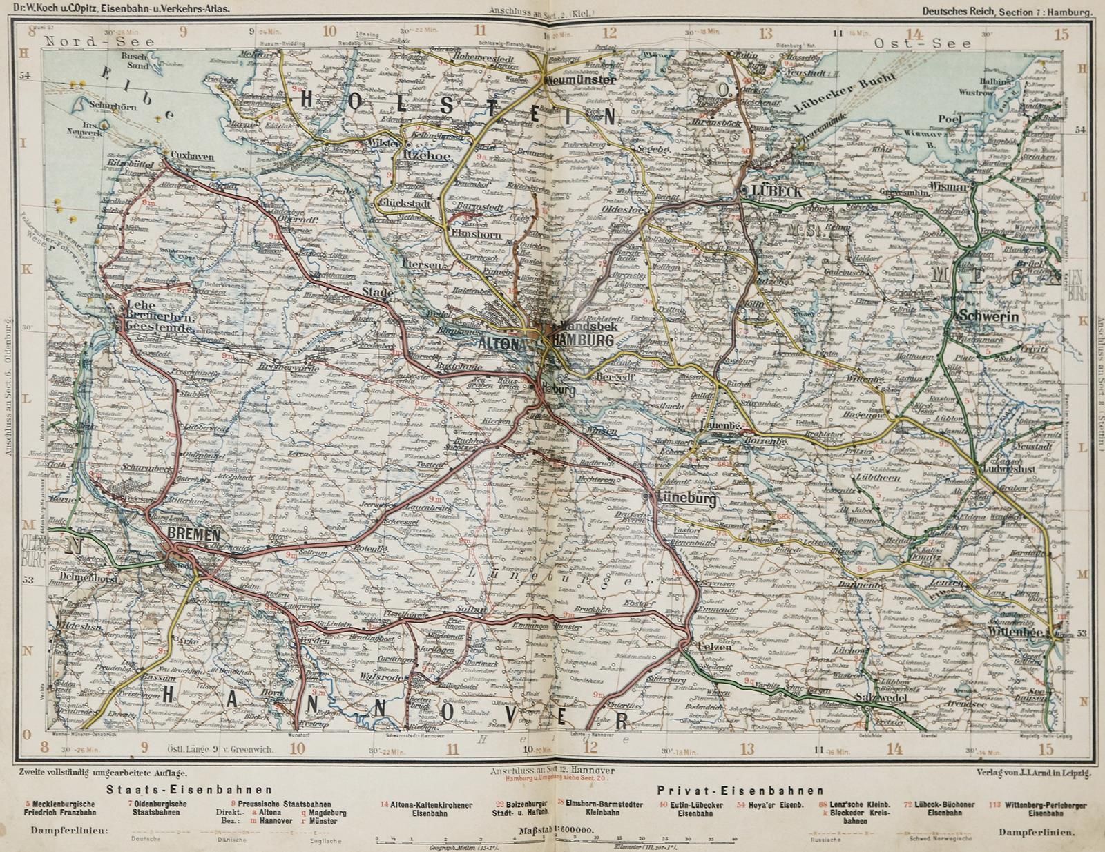 Koch,W. U. C.Opitz. (Hrsg.). Atlas des chemins de fer et des transports de l'Emp&hellip;