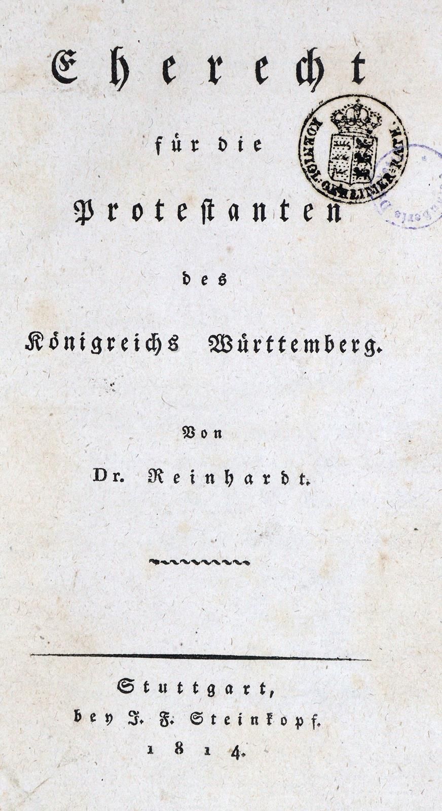 Reinhardt,(K.F.V.). Droit matrimonial pour les protestants du royaume de Wurtemb&hellip;