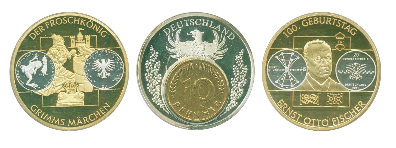 Münzsammlung. 54 Zwei Euro Münzen bis auf 2 in Sammler-Plastikdose. - Dabei: 3 M&hellip;
