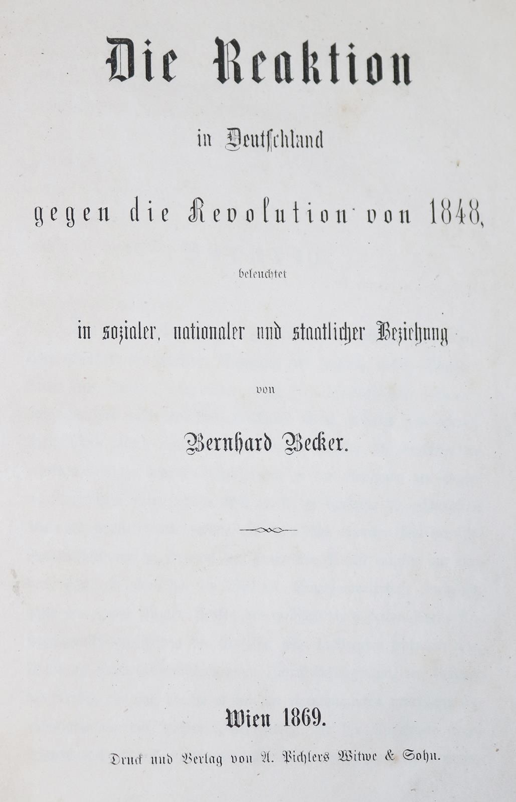 Becker,B. 从社会、民族和国家角度分析德国对 1848 年革命的反动。第 2 版，维也纳，1869 年。Stammhammer I, 25; cf. D&hellip;