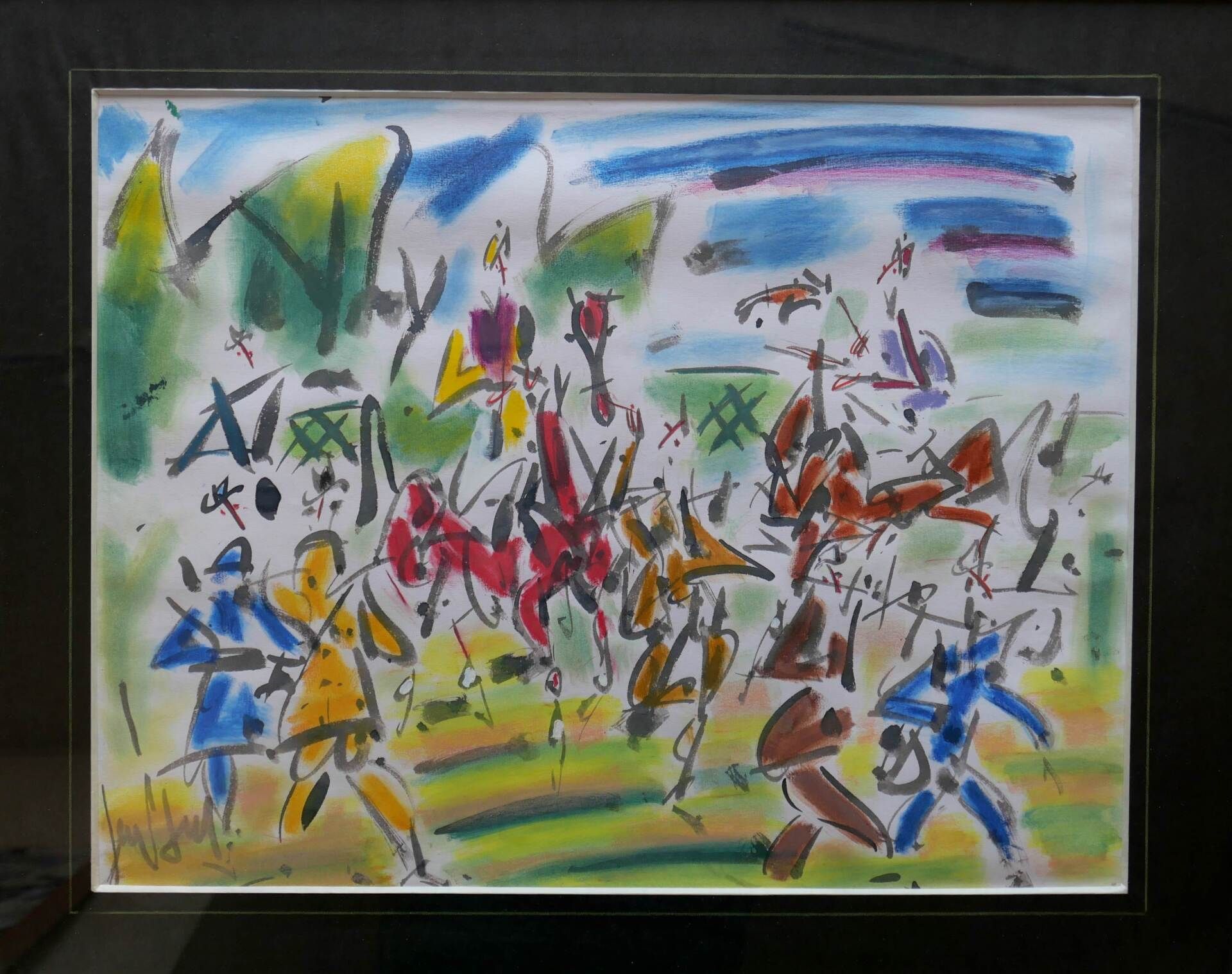 Null GEN PAUL (1895-1975) "Les cavaliers" Gouache et aquarelle signée en bas à g&hellip;