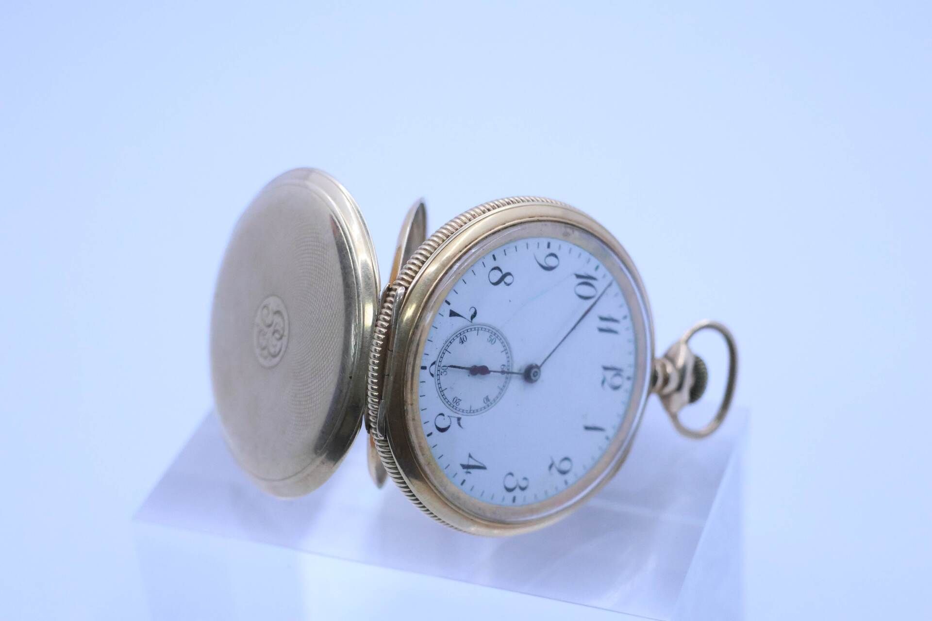 Null LONGINES. Taschenuhr aus Gelbgold (14 Kt), Werk nummeriert 1305178, doppelt&hellip;