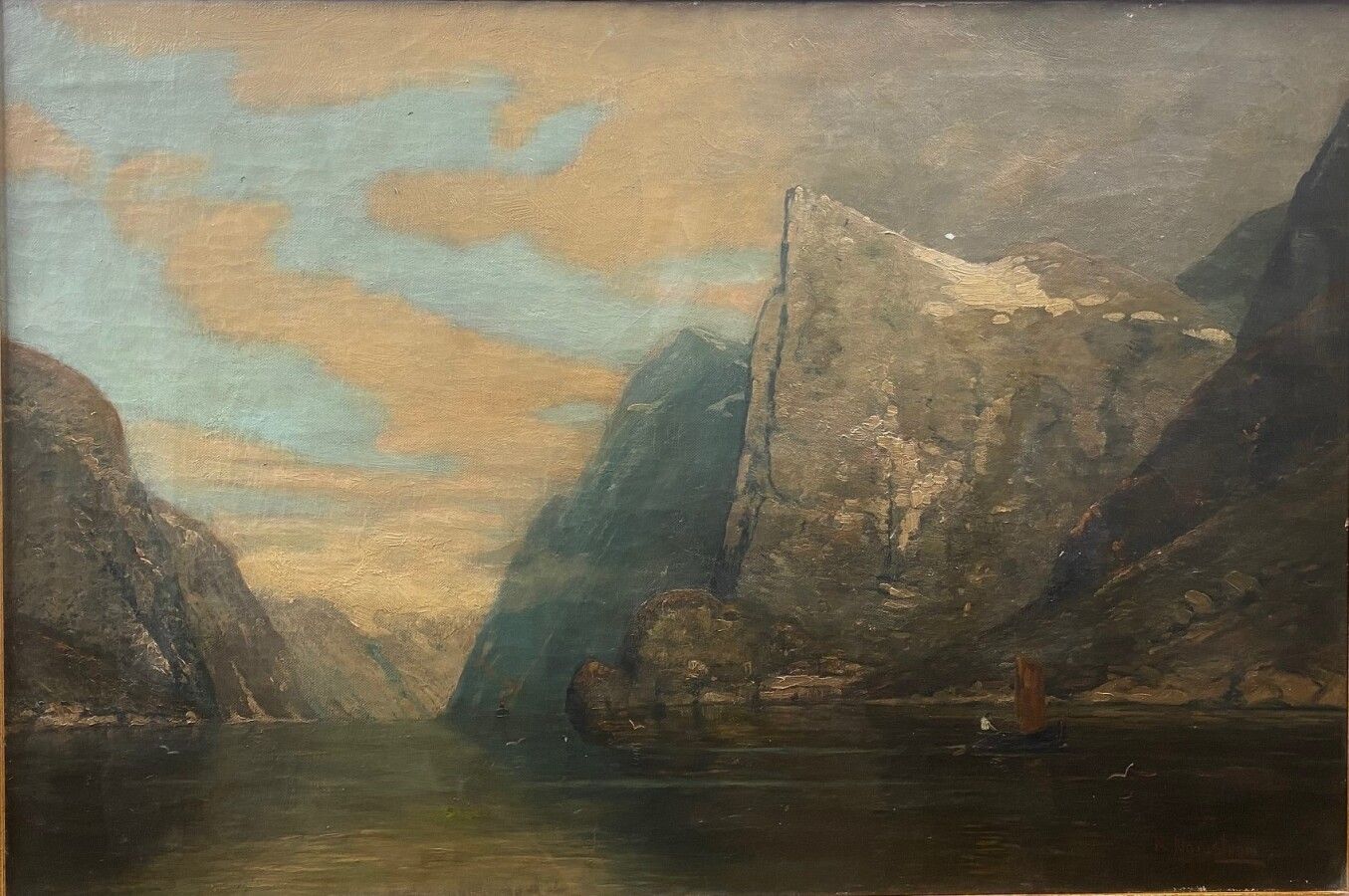 NORDSTROM (XX-ème Siècle), Voilier dans un fjord, huile …