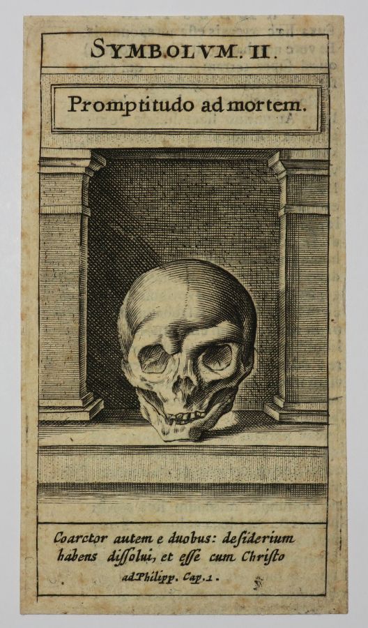Null VANITÉ - "Symbolum II / Promptitudo ad mortem". C.1640. Gravé au burin par &hellip;