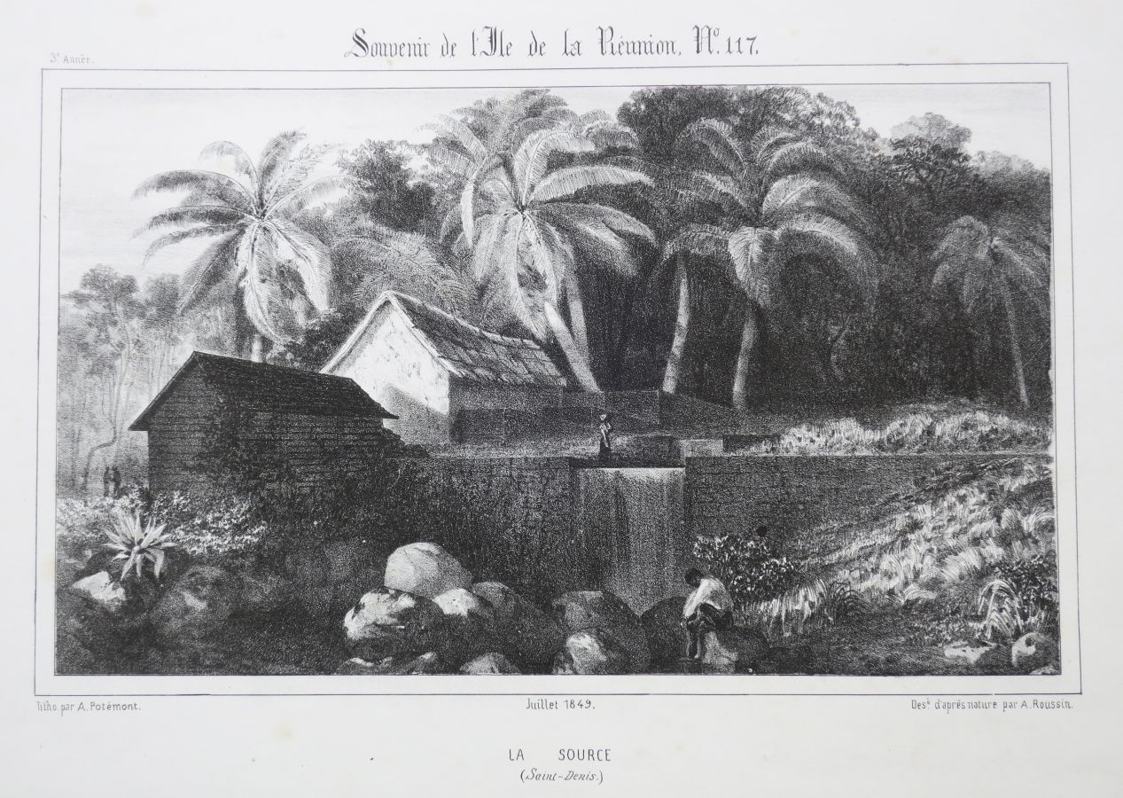 Null LA REUNION - A. ROUSSIN - "La Source (SAINT-DENIS)". Juillet 1849. Lithogra&hellip;