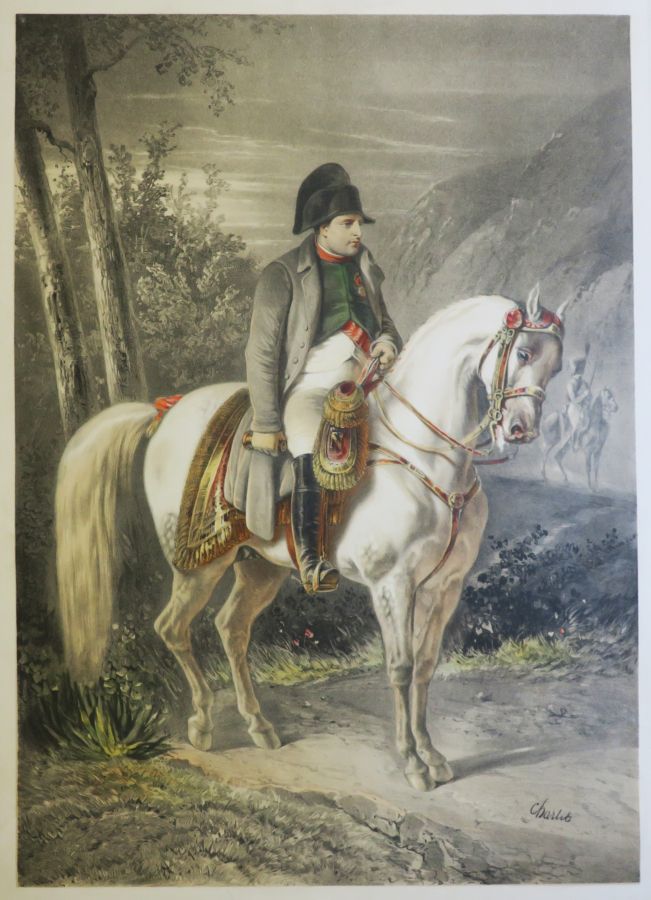 Null NAPOLÉON À CHEVAL - "NAPOLÉON, Campagne de France". C.1844. Grande lithogra&hellip;