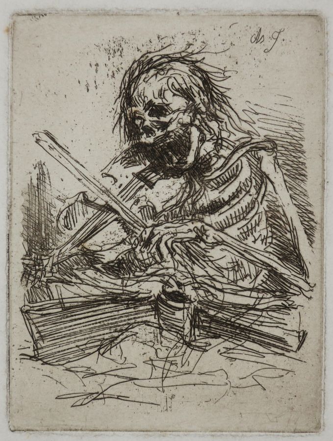 Null "LA MORT JOUANT DU VIOLON". 1846. Eau-forte originale gravée par Charles JA&hellip;