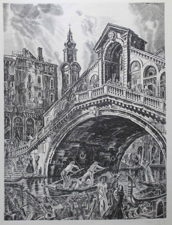 Null DECARIS Albert (Sotteville-les-Rouen 1901 1988) - "Le Pont du Rialto, avec &hellip;