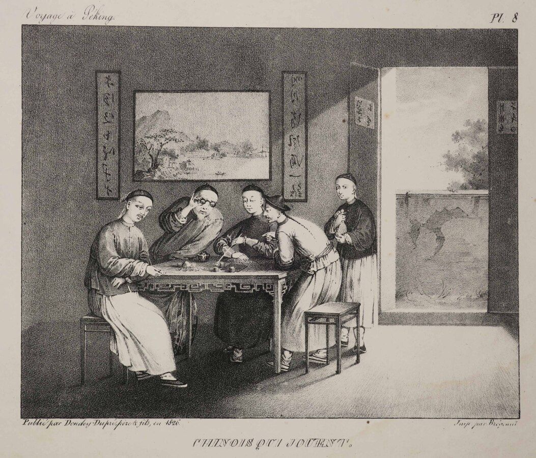 Null CHINE - "Chinois qui jouent". 1826. Lithographie. Papier vélin. Planche 8 d&hellip;