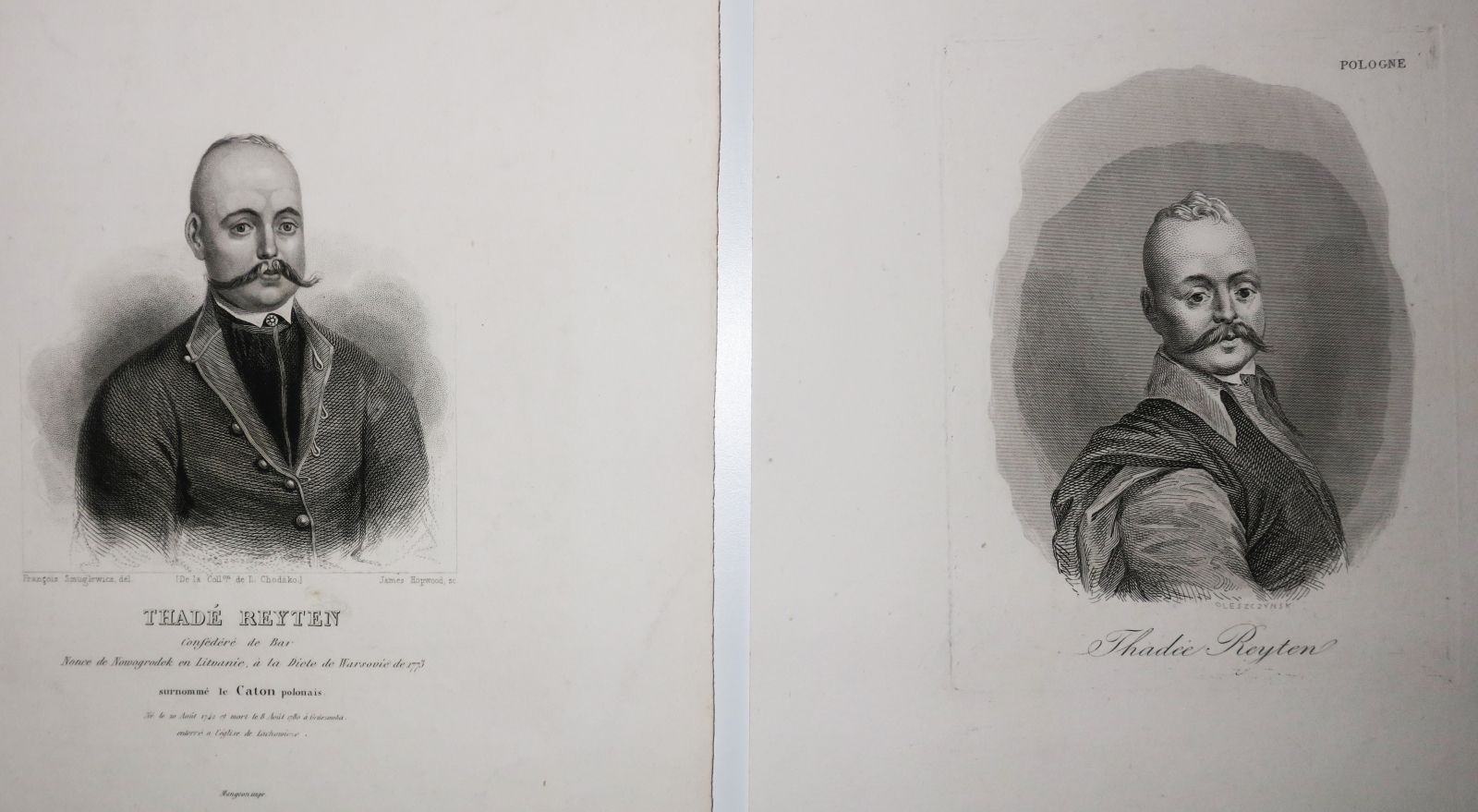 Null POLOGNE - 2 PORTRAITS de Thadée REYTEN. XIXème. Deux gravures, l'une par Ol&hellip;