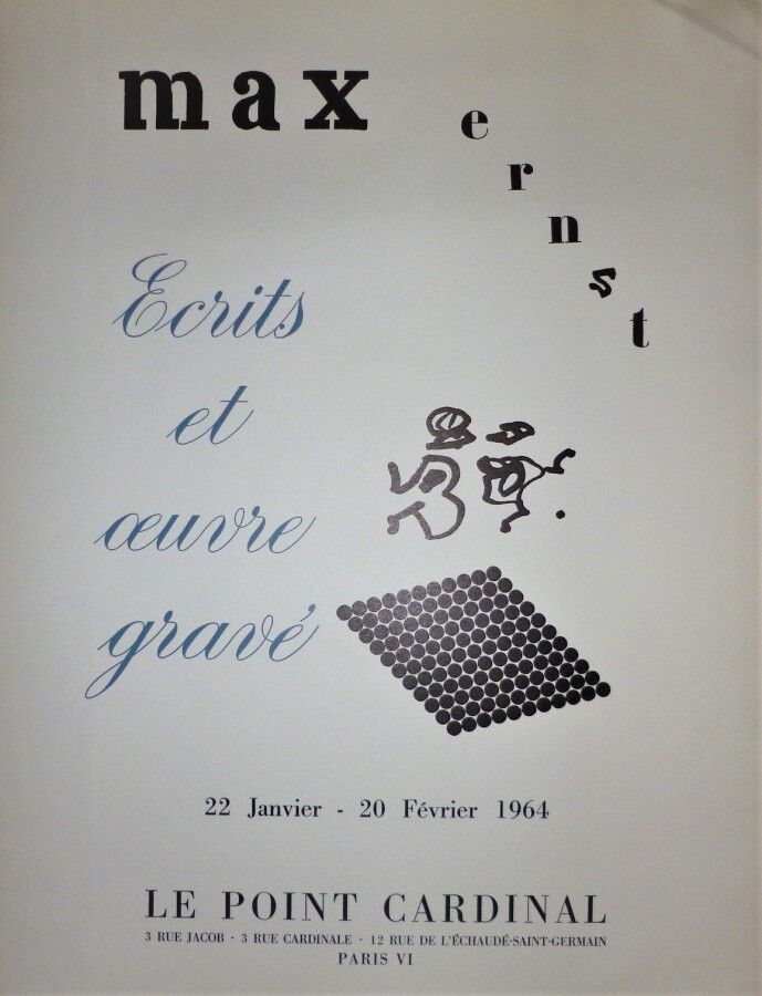 Null ERNST Max "Ecrits et oeuvre gravé" Affiche originale 1964.Imprimée par Unio&hellip;