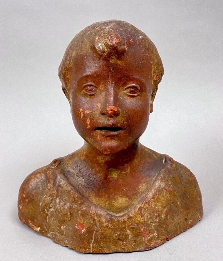 Null School First part of the XXth Century : " Bust of a young boy ". Glazed ter&hellip;
