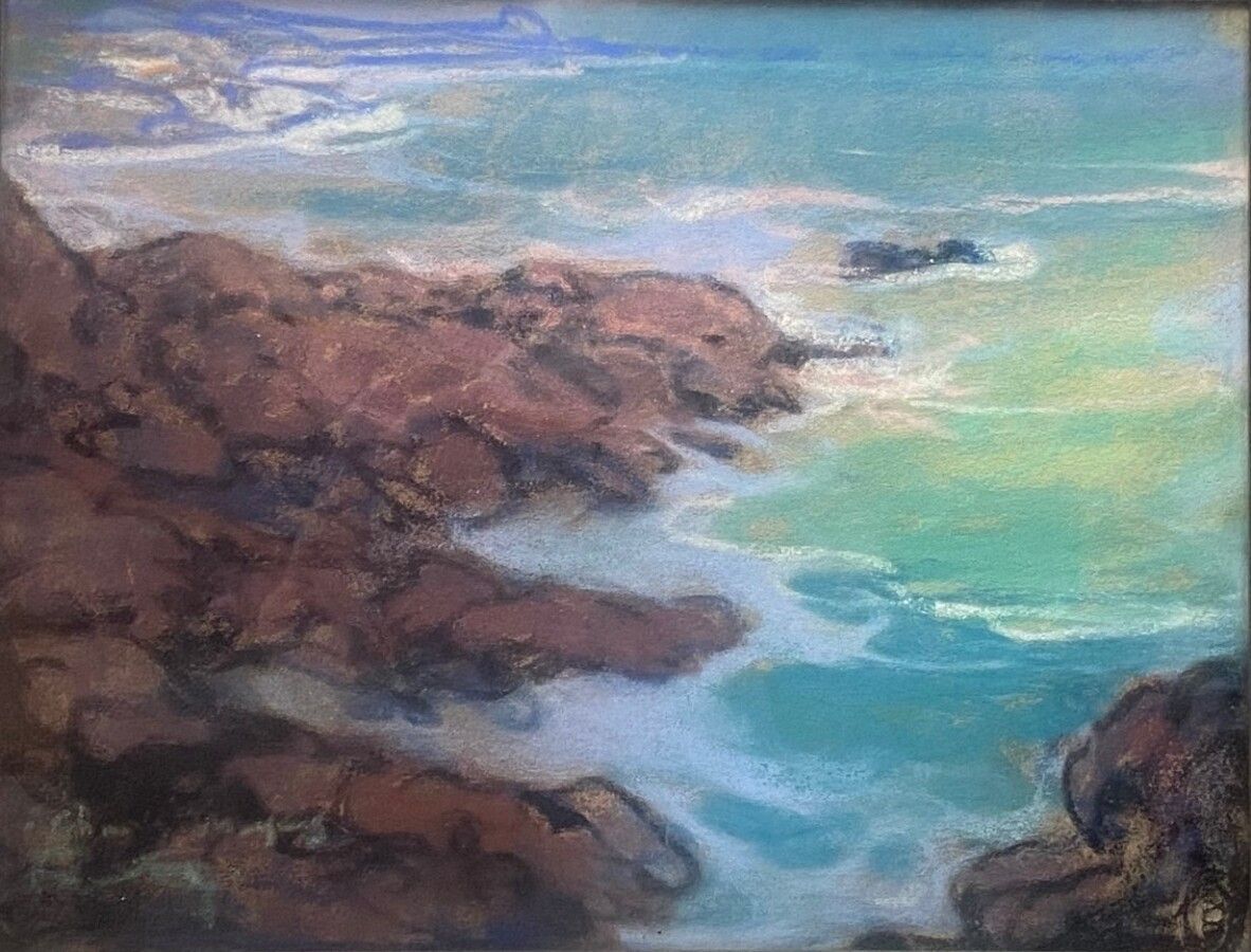 Null FORTUNEY Louis, 1875-1951, Seaside, pastel on paper, signed lower left, 24x&hellip;