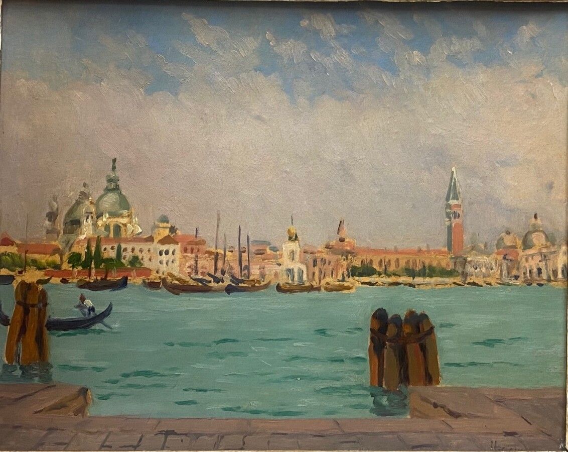 Null LEJEUNE Henri, 1881-?, Vista de Venecia tomada desde el puerto, 10 de junio&hellip;