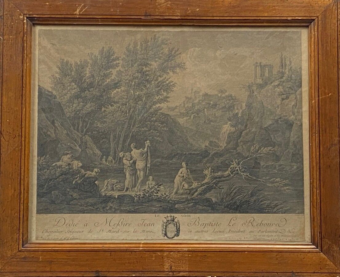 Null 四幅版画：Joseph Vernet after, Aliamet culpt.一天中的四个小时：晚上。信件，左下方："J.Vernet Pinx"。&hellip;