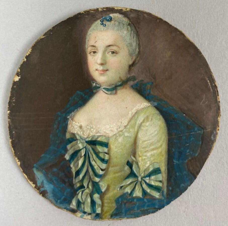 Null 18th century FRENCH SCHOOL: "Portrait of a woman of quality in a green dres&hellip;