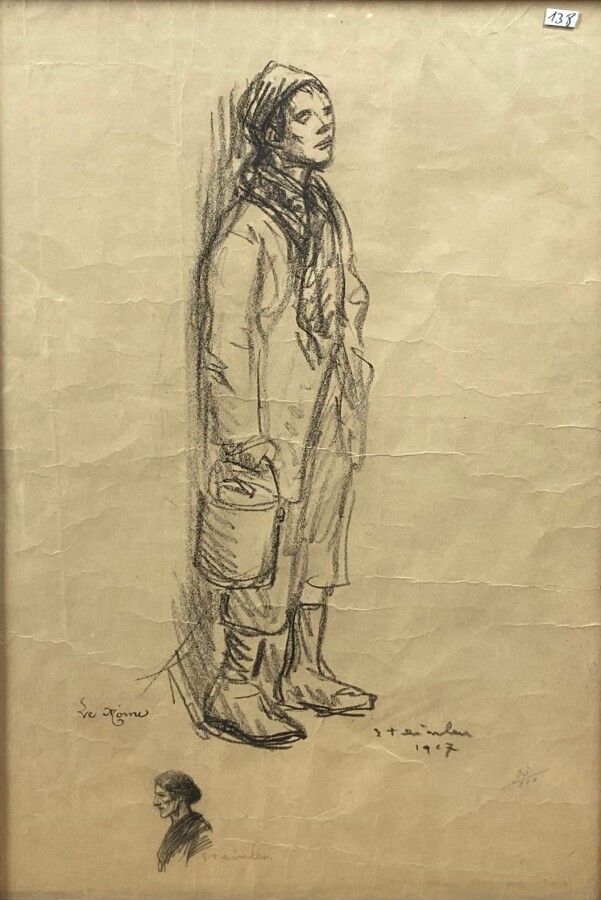 Null STEINLEN Théophile Alaxandre, 1859-1923, Le môme, 1917, 黑色石版画，编号93/100（绝缘和褶&hellip;
