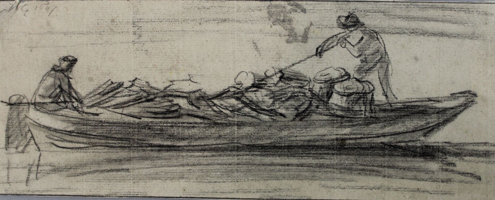 Null GOYEN Jan van (attribuito a)(1596 1656) Pescatori in barca. Pietra nera. In&hellip;
