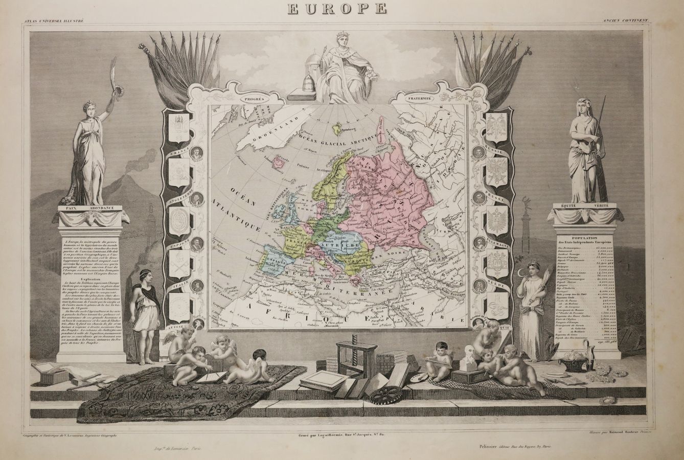 Null EUROPE - CARTE DE "L'EUROPE", par Victor LEVASSEUR (Atlas National de la Fr&hellip;