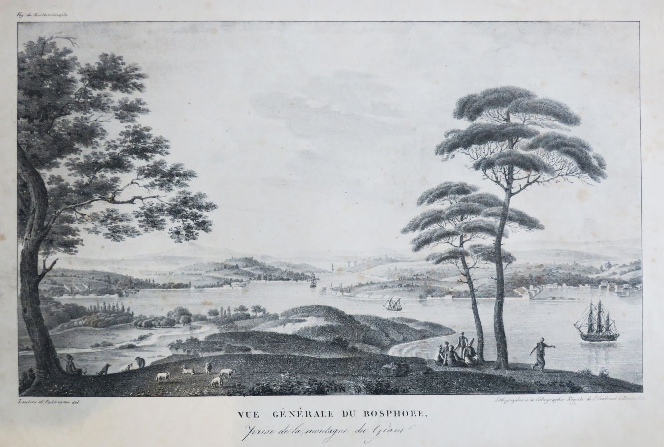 Null 土耳其 - "从巨人山拍摄的BOSPHORE总景"。[1822-1828].P. LAUTERS和PEETERMANS的石版画，出自梅林。梭织纸样张，&hellip;