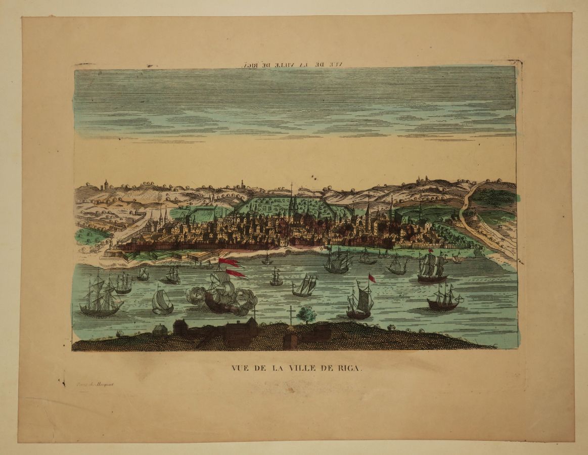 Null LETTONIE - RIGA - "VUE de la ville de RIGA". C.1830. Eau-forte. Coloris anc&hellip;