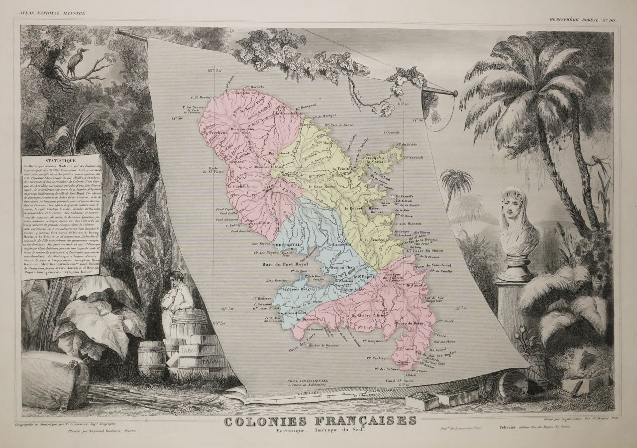 Null 马提尼克岛--"法国殖民地，马提尼克岛，南美洲 "的地图，由维克多-勒瓦索尔（Atlas National de la France illustré&hellip;