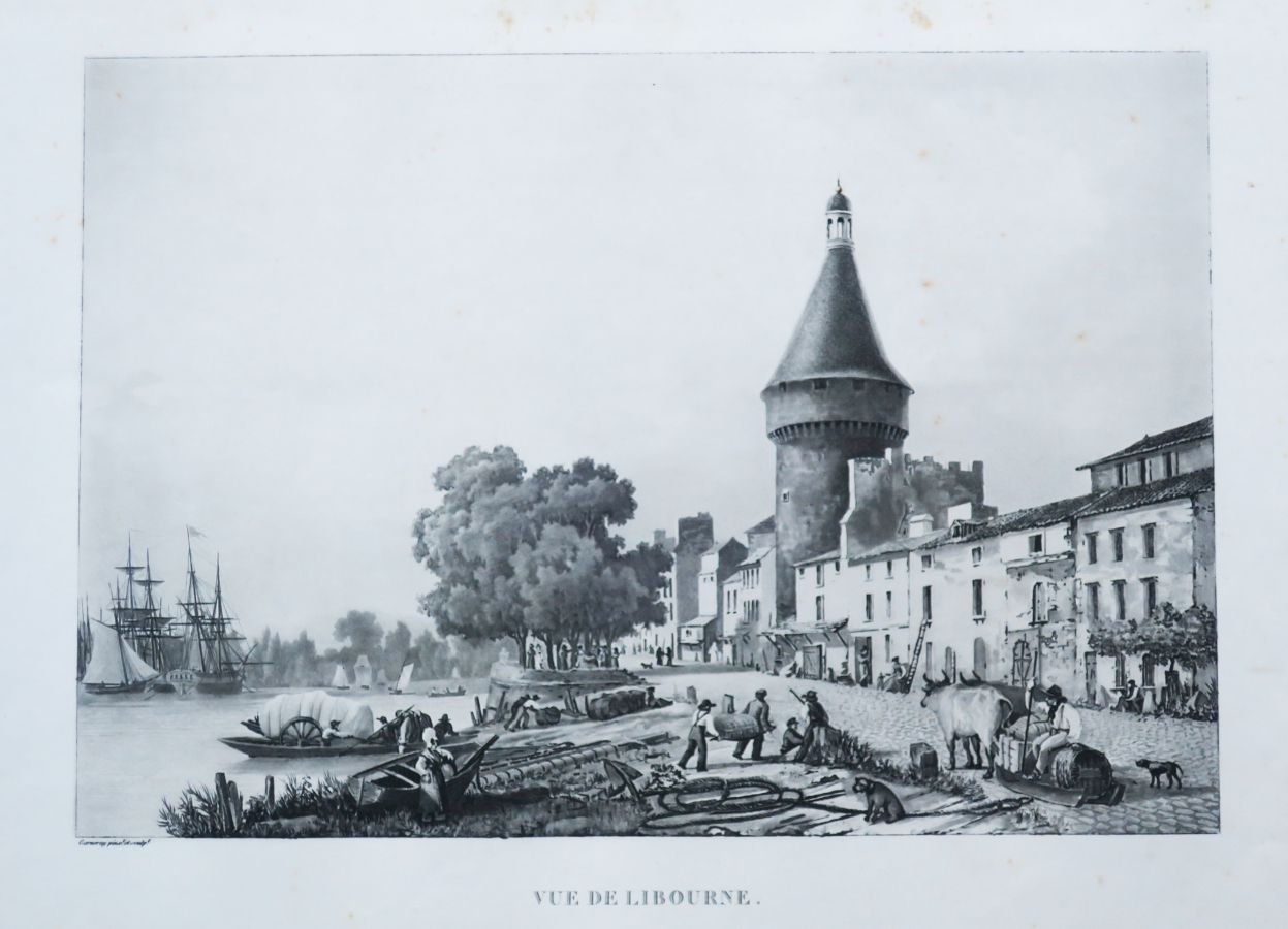 Null GIRONDE (33) - "VUE de LIBOURNE"。1823年至1832年间。Ambroise Louis GARNERAY (Pari&hellip;