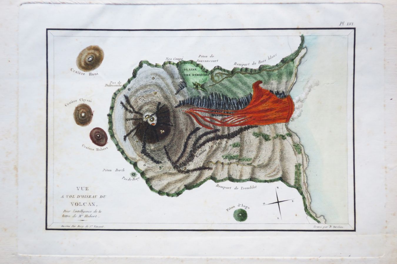 Null LA REUNION - "VOLCAN的鸟瞰图，为Hubert先生的信件提供情报"。1804.B. Tardieu根据BORY DE ST VINC&hellip;