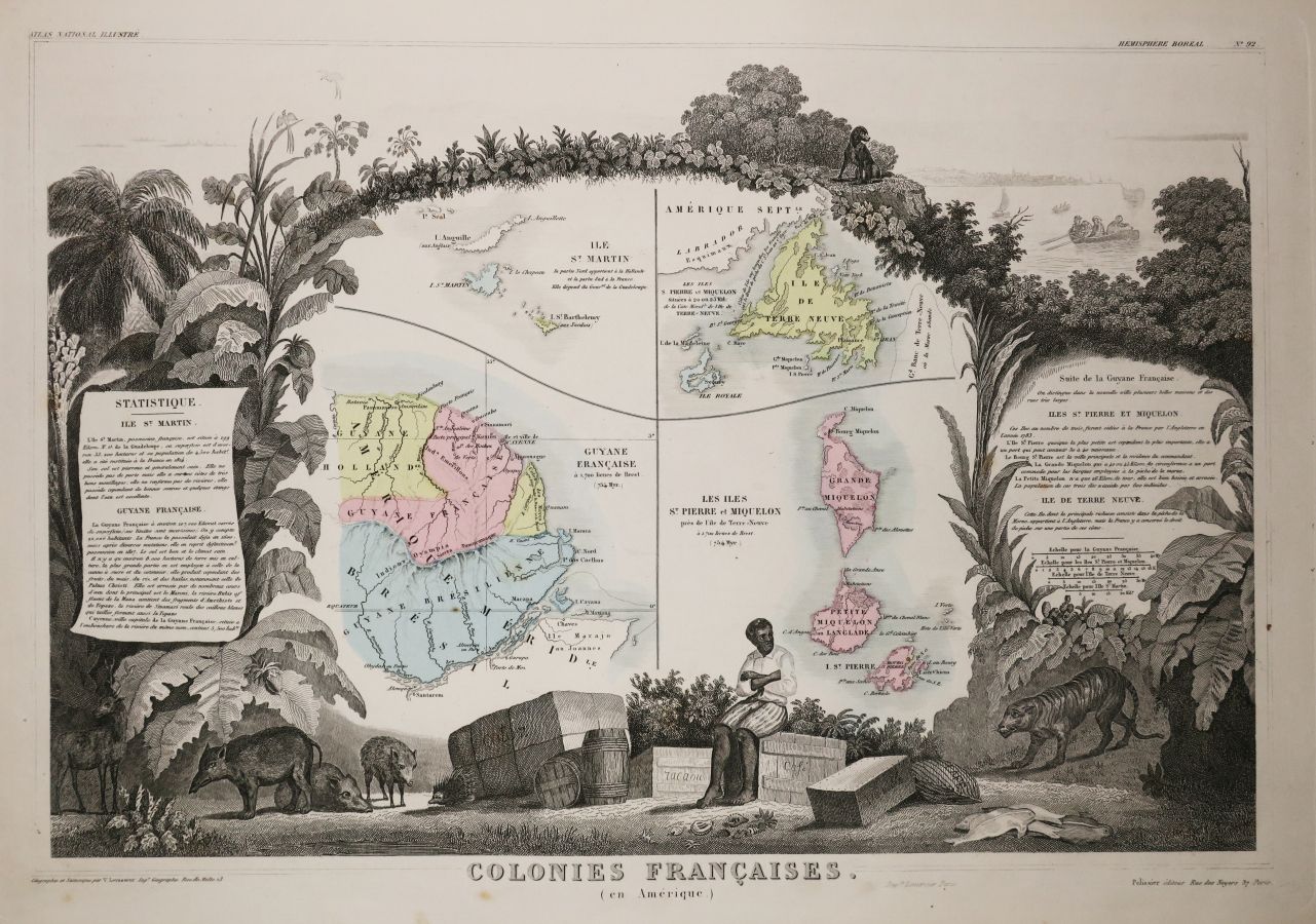 Null 圭亚那 - 圣皮埃尔和密克隆 - "法国殖民地（美洲）：法属圭亚那、圣马丁岛和圣皮埃尔和密克隆群岛 "的地图，由Victor LEVASSEUR绘制，&hellip;