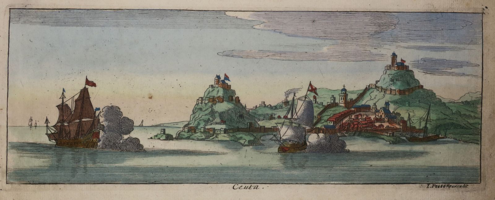 Null CEUTA - View of "Ceuta". C.1690. Engraved with etching and burin by Gaspar &hellip;