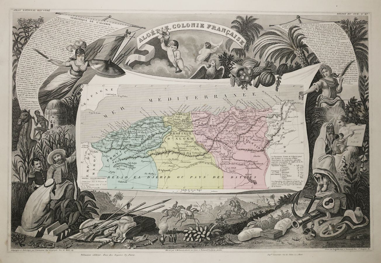 Null ALGERIE - CARTE DE "L'ALGERIE, Colonie française", par Victor LEVASSEUR, At&hellip;