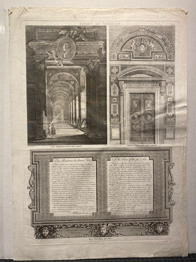 Null ARCHITECTURE - ITALY - "THE LODGES OF THE VATICAN". 1787. LOT of 13 PLATES &hellip;