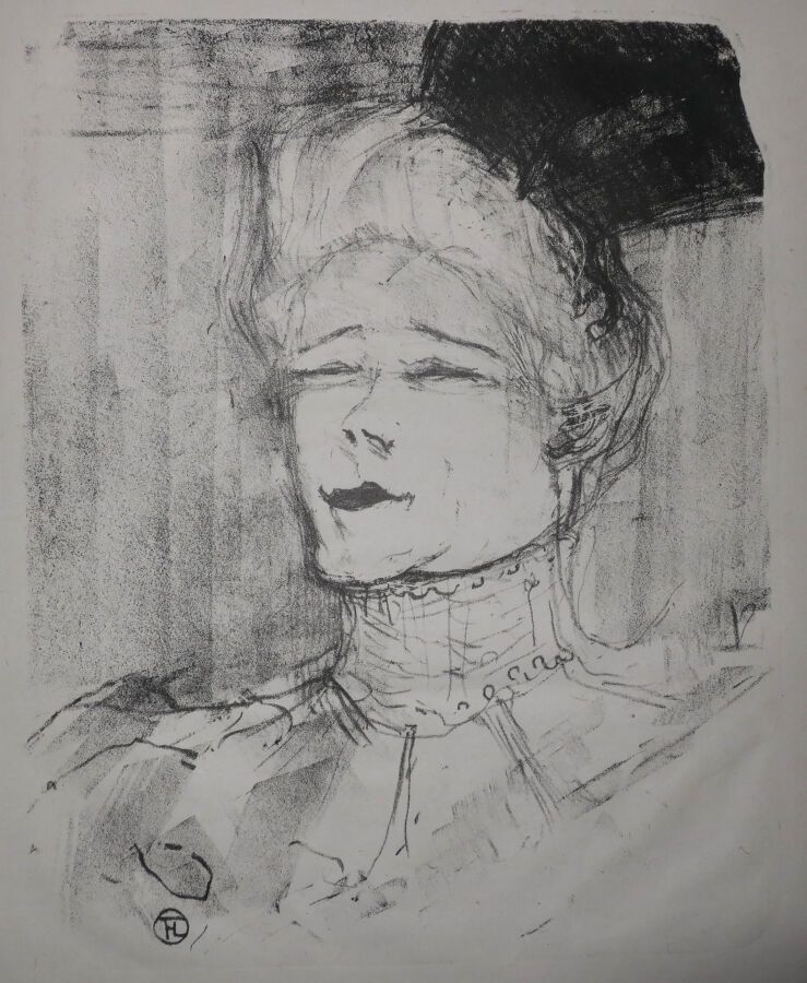 Null TOULOUSE-LAUTREC Henri de (1864 - 1901) - "Jeanne Granier"。1898.用铅笔画的石版画。板块&hellip;