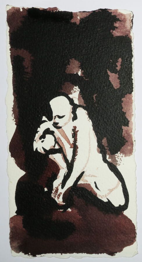 Null 巴罗特-罗南（1973年生于卡彭特拉斯）[无题]。画在坚固的编织纸上，由艺术家献给 "给唐纳特"，并在背面签上首字母R。为他的目录第一版执行的作品，由&hellip;
