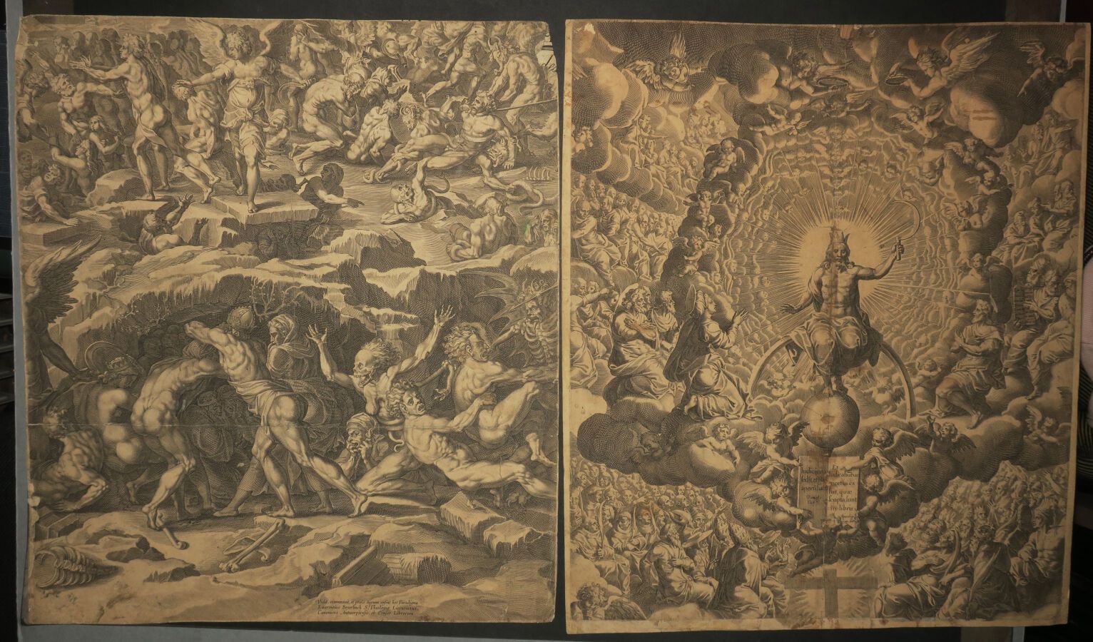 Null JODE Pieter de l'ancien (1570-1634) - "Le Jugement dernier". 2 planches (su&hellip;