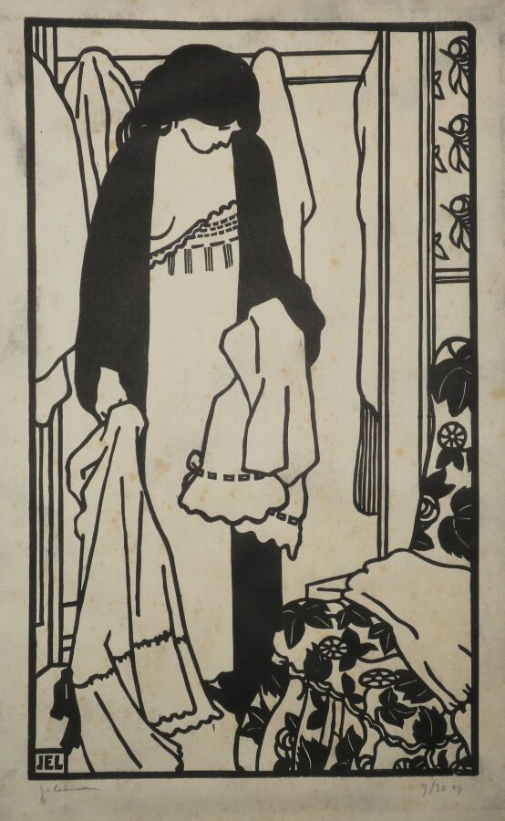 Null LABOUREUR Jean-Emile (1877 - 1943) - "Le linge". (Placa 6 de la suite "Aseo&hellip;