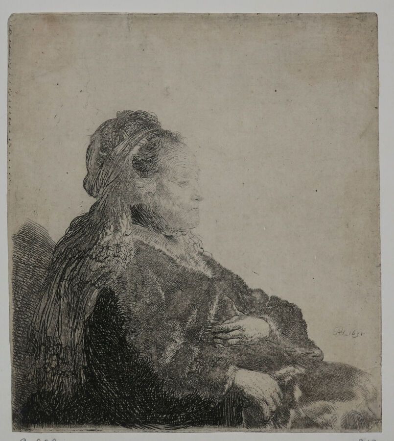 Null REMBRANDT H. Van Rijn (1606 1669) - "La mère de Rembrandt en coiffure orien&hellip;