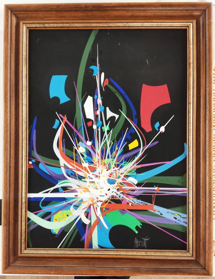 Null MORETTI Raymond (1931 - 2005) - [Composition abstraite]. Peinture à l'acryl&hellip;