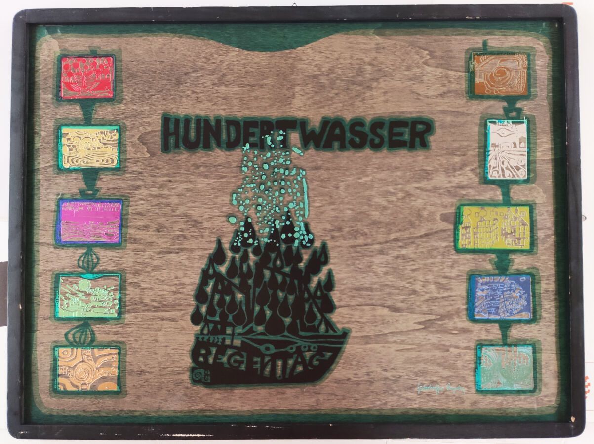 Null HUNDERTWASSER Friedensreich (1928 - 2000) - "Regentag, Schau ihn dir an ein&hellip;