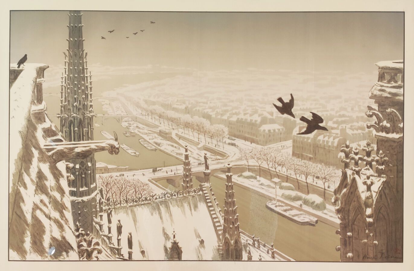 Null RIVIERE Henri (1864 - 1951) - "Du haut des tours de Notre Dame", 1900.原版石版画&hellip;